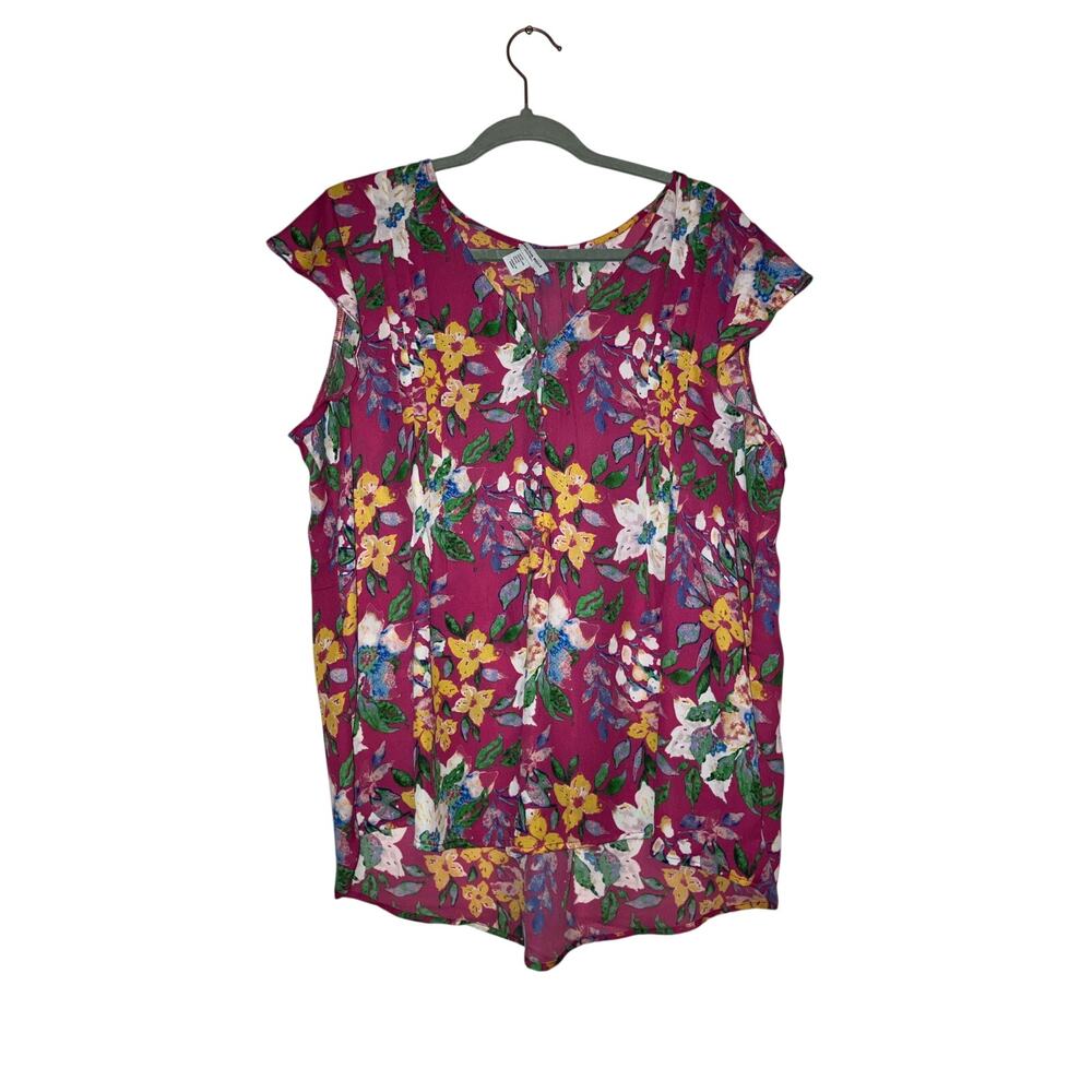 Caroline Belle Pink Floral Boho Blouse SIze XL